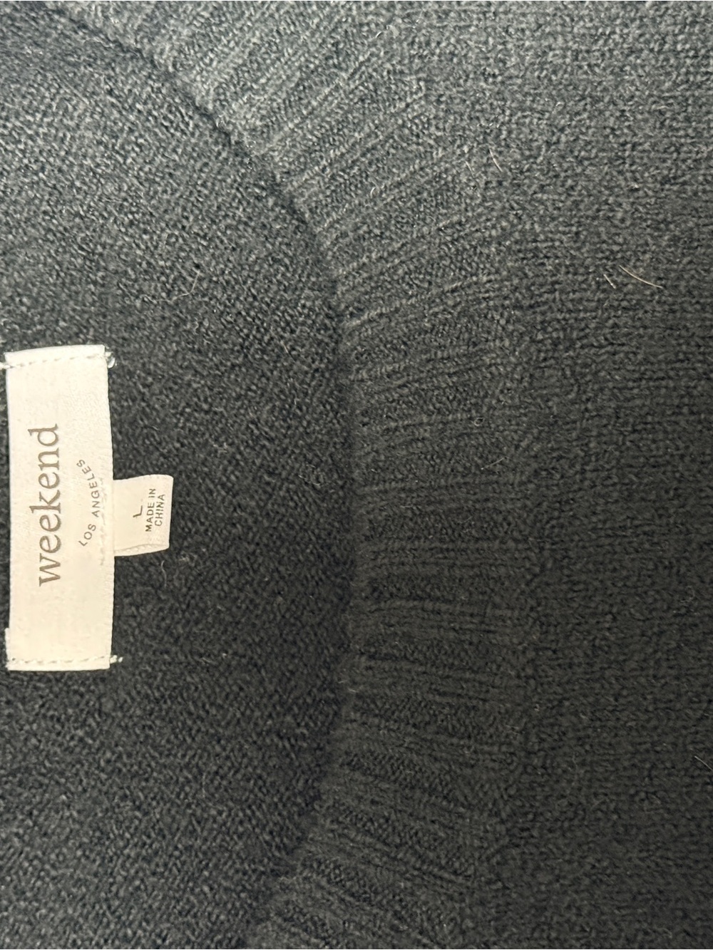 Women's Black Crewneck Sweater with Ivory Stripes - Picture 3 of 4